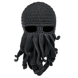 Maxbell Unisex Beard Hat Knit Beanie Cap Winter Warm Octopus Hat Windproof Funny Dark Gray