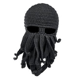 Maxbell Unisex Beard Hat Knit Beanie Cap Winter Warm Octopus Hat Windproof Funny Dark Gray