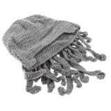 Maxbell Unisex Beard Hat Knit Beanie Cap Winter Warm Octopus Hat Windproof Funny Light Gray