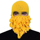 Maxbell Unisex Beard Hat Knit Beanie Cap Winter Warm Octopus Hat Windproof Funny Yellow