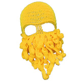 Maxbell Unisex Beard Hat Knit Beanie Cap Winter Warm Octopus Hat Windproof Funny Yellow