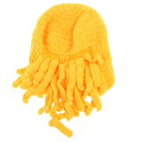 Maxbell Unisex Beard Hat Knit Beanie Cap Winter Warm Octopus Hat Windproof Funny Yellow