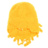 Maxbell Unisex Beard Hat Knit Beanie Cap Winter Warm Octopus Hat Windproof Funny Yellow