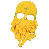 Maxbell Unisex Beard Hat Knit Beanie Cap Winter Warm Octopus Hat Windproof Funny Yellow