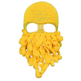 Maxbell Unisex Beard Hat Knit Beanie Cap Winter Warm Octopus Hat Windproof Funny Yellow