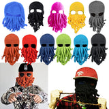 Maxbell Unisex Beard Hat Knit Beanie Cap Winter Warm Octopus Hat Windproof Funny Black