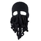 Maxbell Unisex Beard Hat Knit Beanie Cap Winter Warm Octopus Hat Windproof Funny Black