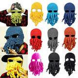 Maxbell Unisex Beard Hat Knit Beanie Cap Winter Warm Octopus Hat Windproof Funny Black