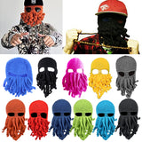 Maxbell Unisex Beard Hat Knit Beanie Cap Winter Warm Octopus Hat Windproof Funny Black