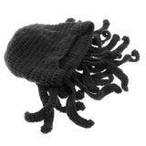 Maxbell Unisex Beard Hat Knit Beanie Cap Winter Warm Octopus Hat Windproof Funny Black