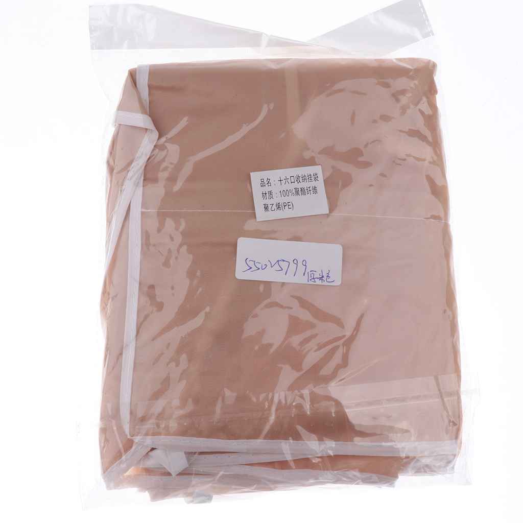 Maxbell 16 Pockets Door Wall Hanging Organizer Sock Underwear Storage Bag Beige 2