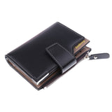 Maxbell Mens Zipper Buckle PU Leather Cash Card Holder Purse Clutch Wallet Black