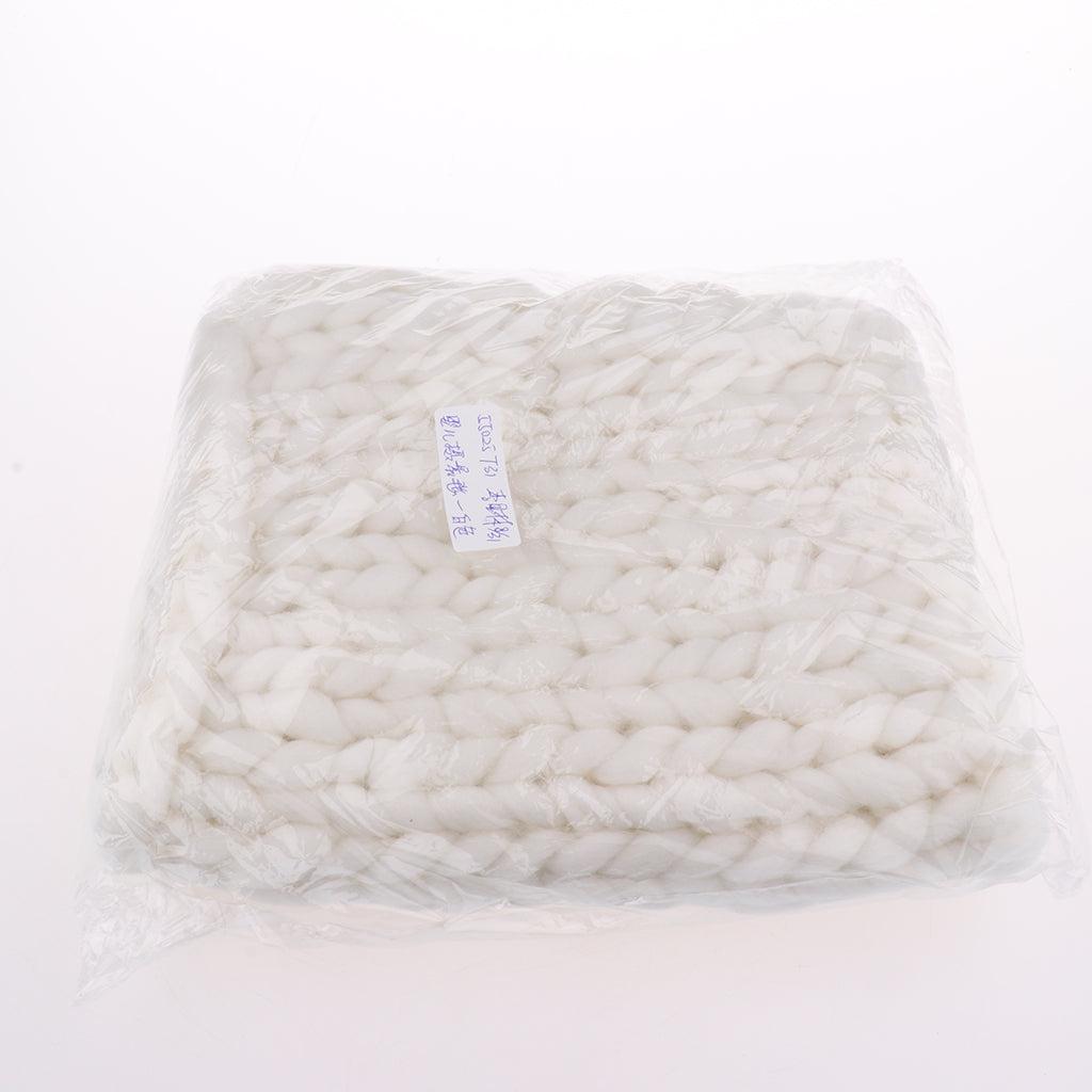 Maxbell Newborn Baby Kids Photography Props Photo Braid Knitting Wool Blanket White