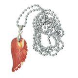 Maxbell Engraved Gemstone Angle Wing Pendant Necklace Unisex Mookaite