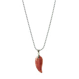 Maxbell Engraved Gemstone Angle Wing Pendant Necklace Unisex Mookaite