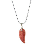 Maxbell Engraved Gemstone Angle Wing Pendant Necklace Unisex Mookaite