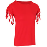 Maxbell Women Pure Color Cotton Short Sleeve T-shirt Summer Blouse Tops L Red