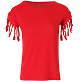 Maxbell Women Pure Color Cotton Short Sleeve T-shirt Summer Blouse Tops L Red