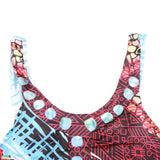 Maxbell Women Printed Floral Retro Short Dress Sleeveless Gallus Braces Skirt M Multicolor