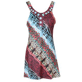 Maxbell Women Printed Floral Retro Short Dress Sleeveless Gallus Braces Skirt M Multicolor