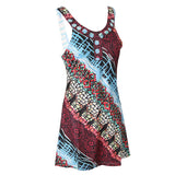Maxbell Women Printed Floral Retro Short Dress Sleeveless Gallus Braces Skirt M Multicolor