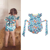 Maxbell Lace Strap Romper Cute Jumpsuit for Baby Girl Toddler One-Pieces 80cm Blue