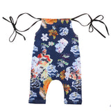 Maxbell Cute Baby Girls Floral Tassel Jumpsuit One-Pieces Sling Romper 100cm