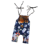 Maxbell Cute Baby Girls Floral Tassel Jumpsuit One-Pieces Sling Romper 100cm