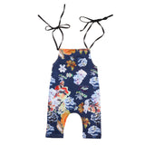 Maxbell Cute Baby Girls Floral Tassel Jumpsuit One-Pieces Sling Romper 70cm
