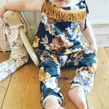 Maxbell Cute Baby Girls Floral Tassel Jumpsuit One-Pieces Sling Romper 70cm