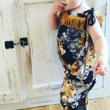 Maxbell Cute Baby Girls Floral Tassel Jumpsuit One-Pieces Sling Romper 70cm