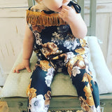 Maxbell Cute Baby Girls Floral Tassel Jumpsuit One-Pieces Sling Romper 70cm
