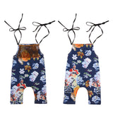 Maxbell Cute Baby Girls Floral Tassel Jumpsuit One-Pieces Sling Romper 70cm
