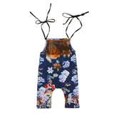 Maxbell Cute Baby Girls Floral Tassel Jumpsuit One-Pieces Sling Romper 70cm