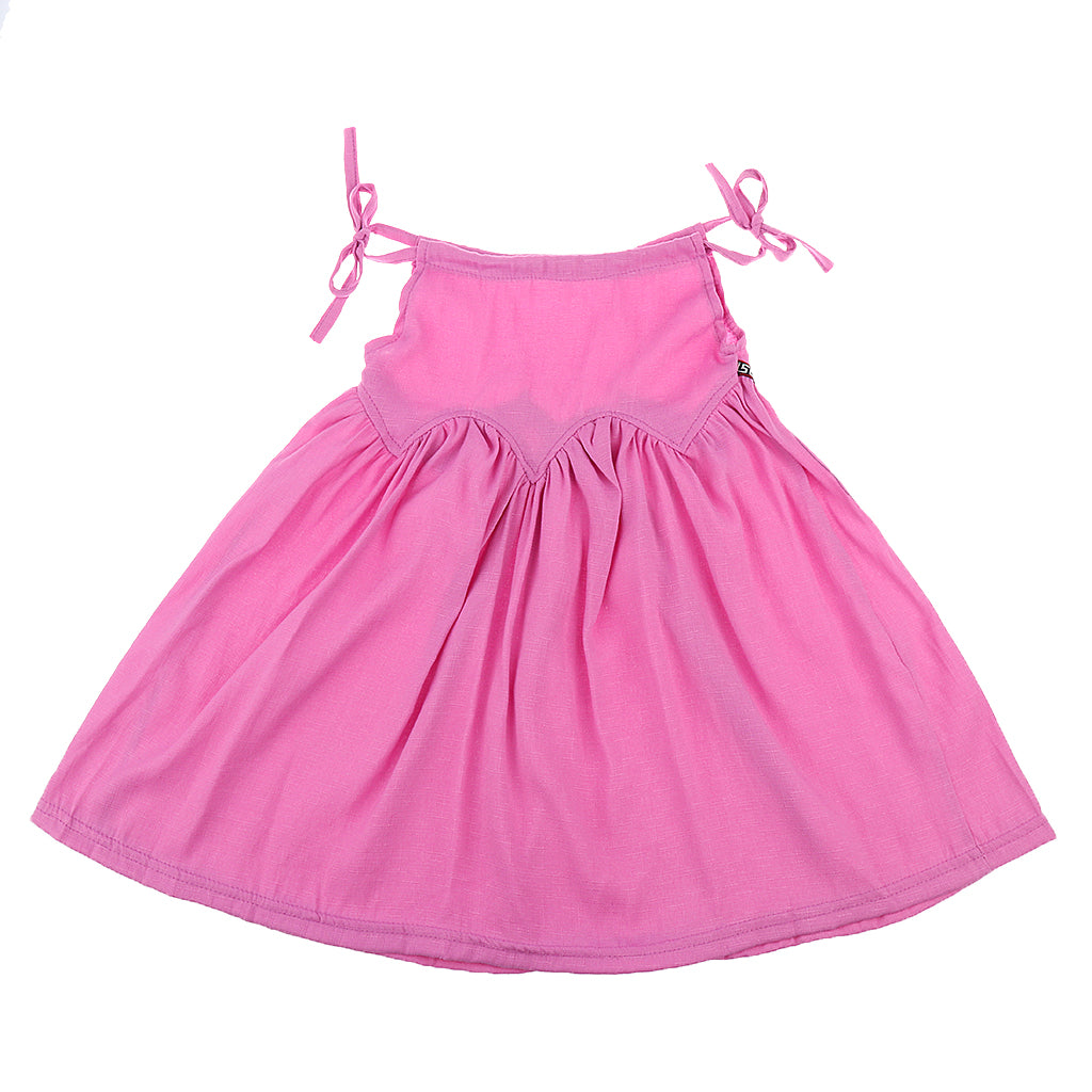 Maxbell Toddler Girls' Straps Dress Sleeveless Linen Shirt Dresses Pink 100cm