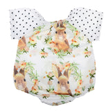 Maxbell Baby Rompers Dress Short Sleeve Rabbit Dots Jumpsuits One-Pieces Pants 80
