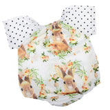 Maxbell Baby Rompers Dress Short Sleeve Rabbit Dots Jumpsuits One-Pieces Pants 80