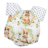 Maxbell Baby Rompers Dress Short Sleeve Rabbit Dots Jumpsuits One-Pieces Pants 80