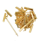 Maxbell 12Pcs Ends Clip Beads Lobster Clasp With Extender Chain Gold 30 x 6mm