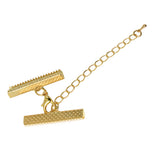 Maxbell 12Pcs Ends Clip Beads Lobster Clasp With Extender Chain Gold 30 x 6mm