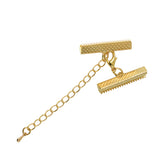 Maxbell 12Pcs Ends Clip Beads Lobster Clasp With Extender Chain Gold 30 x 6mm