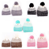 Maxbell Winter Stylish Warm Novelty Mom+Baby Knitted Pom Bobble Hat Cap Pink