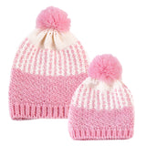 Maxbell Winter Stylish Warm Novelty Mom+Baby Knitted Pom Bobble Hat Cap Pink