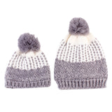 Maxbell Winter Stylish Warm Novelty Mom Baby Knitted Pom Bobble Hat Cap Gray