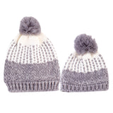 Maxbell Winter Stylish Warm Novelty Mom Baby Knitted Pom Bobble Hat Cap Gray