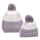 Maxbell Winter Stylish Warm Novelty Mom Baby Knitted Pom Bobble Hat Cap Gray