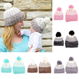 Maxbell Winter Stylish Warm Novelty Mom Baby Knitted Pom Bobble Hat Cap Gray