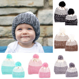 Maxbell Winter Stylish Warm Novelty Mom Baby Knitted Pom Bobble Hat Cap Gray