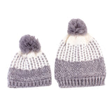 Maxbell Winter Stylish Warm Novelty Mom Baby Knitted Pom Bobble Hat Cap Gray