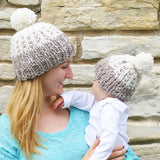 Maxbell Winter Stylish Warm Novelty Mom+Baby Knitted Pom Bobble Hat Cap Khaki